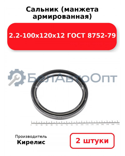 Сальник (манжета армированная) 2.2-100х120х12 ГОСТ 8752-79. Комплект 2 шт.