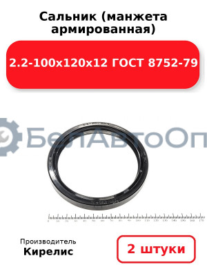 Сальник (манжета армированная) 2.2-100х120х12 ГОСТ 8752-79. Комплект 2 шт.