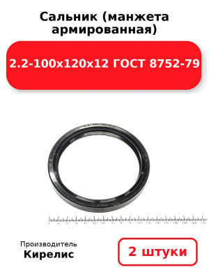 Сальник (манжета армированная) 2.2-100х120х12 ГОСТ 8752-79. Комплект 2(шт