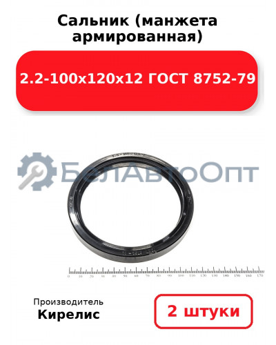 Сальник (манжета армированная) 2.2-100х120х12 ГОСТ 8752-79. Комплект 2 шт.