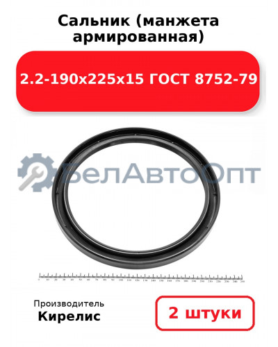 Сальник (манжета армированная) 2.2-190х225х15 ГОСТ 8752-79. Комплект 2(шт)