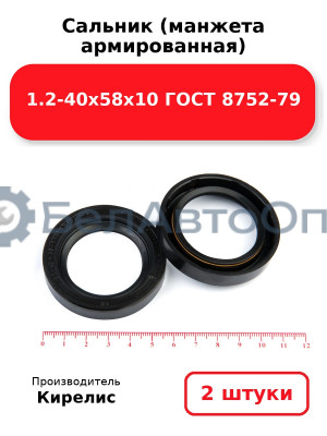 Сальник (манжета армированная) 1.2-40х58х10 ГОСТ 8752-79. Комплект 2(шт)
