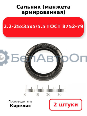 Сальник (манжета армированная) 2.2-25х35х5/5.5 ГОСТ 8752-79. Комплект 2(шт)