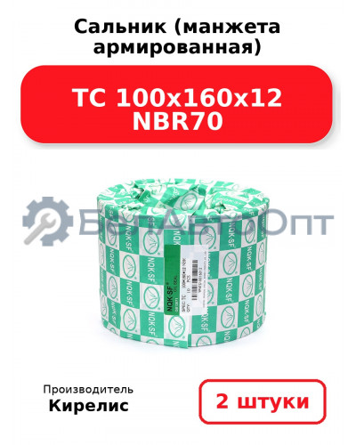 Сальник (манжета армированная) TC 100x160x12 NBR70. Комплект 2 шт.