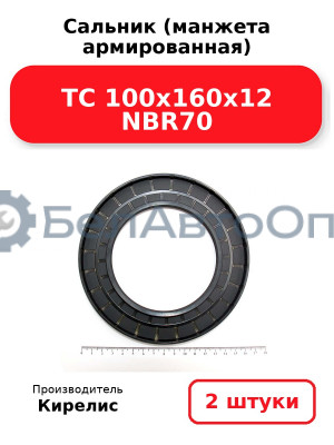 Сальник (манжета армированная) TC 100x160x12 NBR70. Комплект 2 шт.