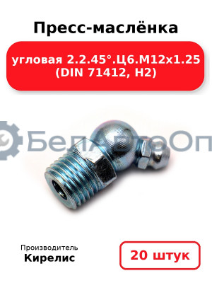 Пресс-маслёнка угловая 2.2.45°.Ц6.М12х1.25 (DIN 71412, Н2). Комплект 20(шт)