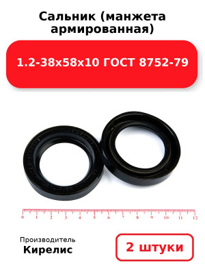 Сальник (манжета армированная) 1.2-38х58х10 ГОСТ 8752-79. Комплект 2(шт