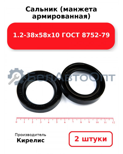 Сальник (манжета армированная) 1.2-38х58х10 ГОСТ 8752-79. Комплект 2(шт)