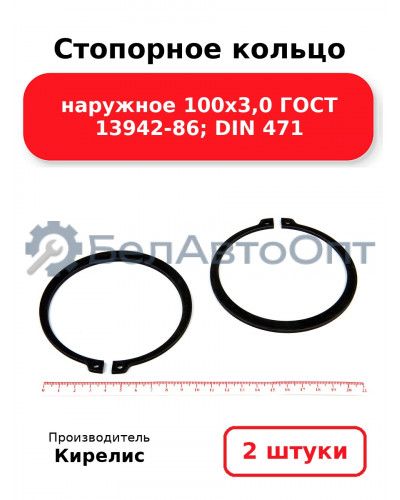 Стопорное кольцо наружное 100х3,0 ГОСТ 13942-86; DIN 471. Комплект 2(шт)
