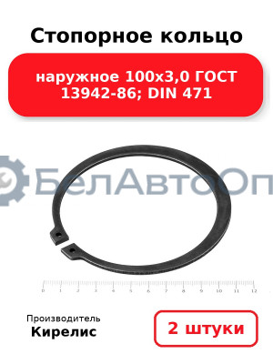 Стопорное кольцо наружное 100х3,0 ГОСТ 13942-86; DIN 471. Комплект 2(шт)
