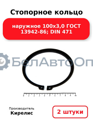 Стопорное кольцо наружное 100х3,0 ГОСТ 13942-86; DIN 471. Комплект 2(шт)