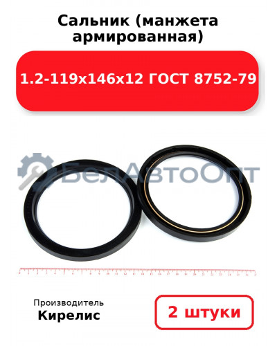 Сальник (манжета армированная) 1.2-119х146х12 ГОСТ 8752-79. Комплект 2 шт.