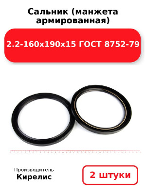 Сальник (манжета армированная) 2.2-160х190х15 ГОСТ 8752-79. Комплект 2(шт