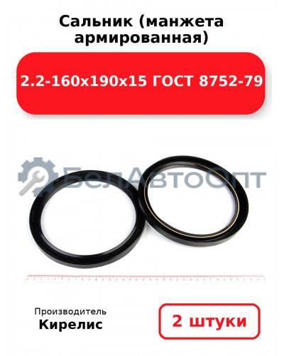 Сальник (манжета армированная) 2.2-160х190х15 ГОСТ 8752-79. Комплект 2(шт)