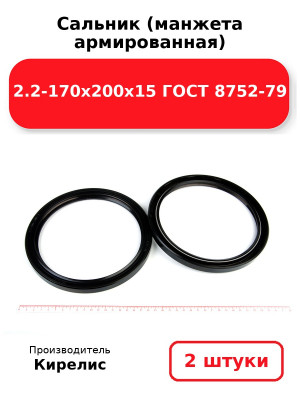 Сальник (манжета армированная) 2.2-170х200х15 ГОСТ 8752-79. Комплект 2(шт