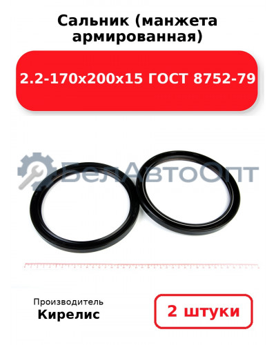 Сальник (манжета армированная) 2.2-170х200х15 ГОСТ 8752-79. Комплект 2 шт.