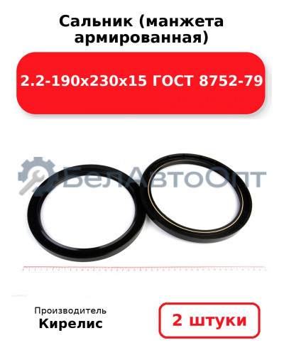 Сальник (манжета армированная) 2.2-190х230х15 ГОСТ 8752-79. Комплект 2(шт)
