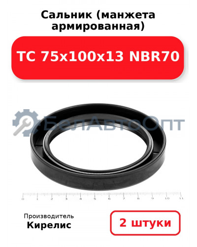 Сальник (манжета армированная) TC 75х100х13 NBR70. Комплект 2(шт)