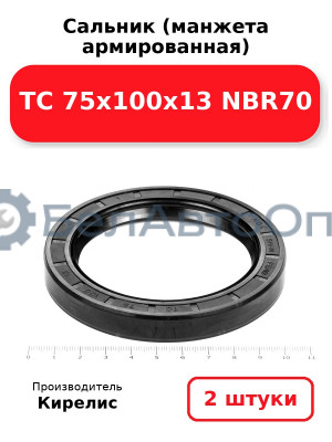 Сальник (манжета армированная) TC 75х100х13 NBR70. Комплект 2(шт)