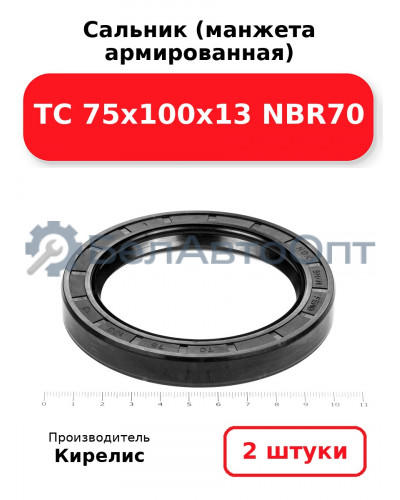 Сальник (манжета армированная) TC 75х100х13 NBR70. Комплект 2(шт)