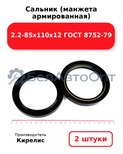 Сальник (манжета армированная) 2.2-85х110х12 ГОСТ 8752-79. Комплект 2(шт)
