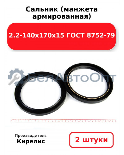 Сальник (манжета армированная) 2.2-140х170х15 ГОСТ 8752-79. Комплект 2(шт)