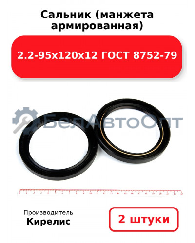 Сальник (манжета армированная) 2.2-95х120х12 ГОСТ 8752-79. Комплект 2(шт)