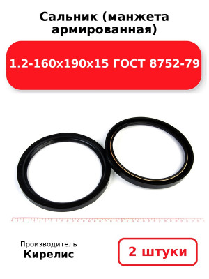 Сальник (манжета армированная) 1.2-160х190х15 ГОСТ 8752-79. Комплект 2(шт