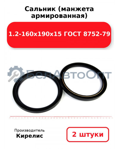 Сальник (манжета армированная) 1.2-160х190х15 ГОСТ 8752-79. Комплект 2(шт)
