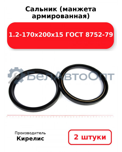 Сальник (манжета армированная) 1.2-170х200х15 ГОСТ 8752-79. Комплект 2(шт)
