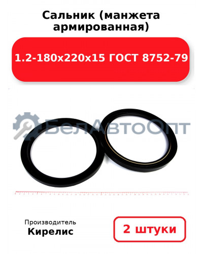 Сальник (манжета армированная) 1.2-180х220х15 ГОСТ 8752-79. Комплект 2(шт)