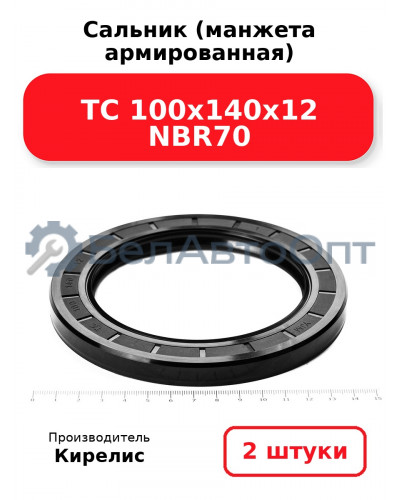 Сальник (манжета армированная) TC 100х140х12 NBR70. Комплект 2(шт.