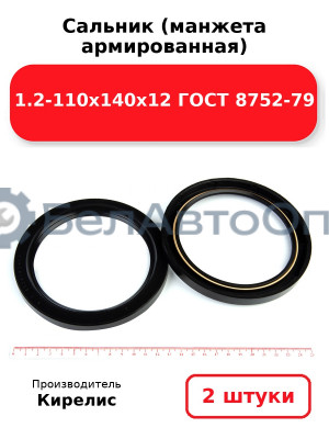 Сальник (манжета армированная) 1.2-110х140х12 ГОСТ 8752-79. Комплект 2(шт)