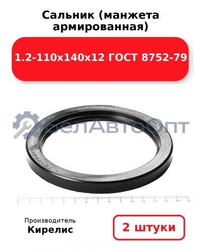 Сальник (манжета армированная) 1.2-110х140х12 ГОСТ 8752-79. Комплект 2(шт)