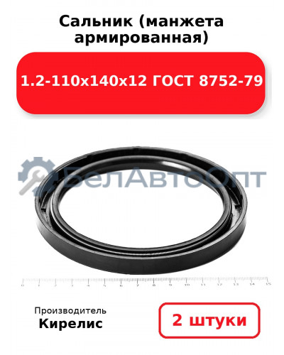 Сальник (манжета армированная) 1.2-110х140х12 ГОСТ 8752-79. Комплект 2(шт)