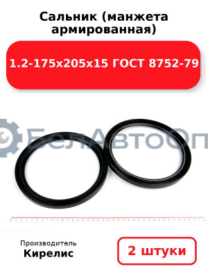 Сальник (манжета армированная) 1.2-175х205х15 ГОСТ 8752-79. Комплект 2 шт.