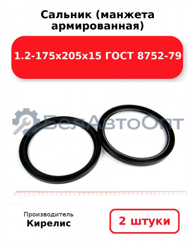 Сальник (манжета армированная) 1.2-175х205х15 ГОСТ 8752-79. Комплект 2 шт.