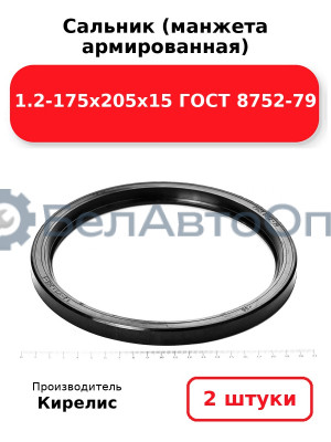 Сальник (манжета армированная) 1.2-175х205х15 ГОСТ 8752-79. Комплект 2 шт.