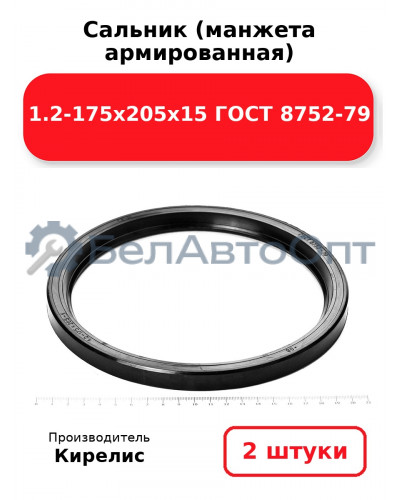 Сальник (манжета армированная) 1.2-175х205х15 ГОСТ 8752-79. Комплект 2 шт.