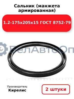Сальник (манжета армированная) 1.2-175х205х15 ГОСТ 8752-79. Комплект 2 шт.