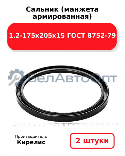 Сальник (манжета армированная) 1.2-175х205х15 ГОСТ 8752-79. Комплект 2 шт.