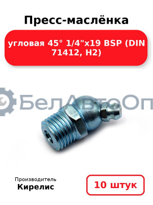Пресс-маслёнка угловая 45° 1/4х19 BSP (DIN 71412, Н2) Комплект 10(шт)