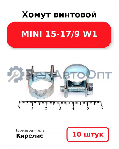 Хомут винтовой MINI 15-17/9 W1. Комплект 10 шт.