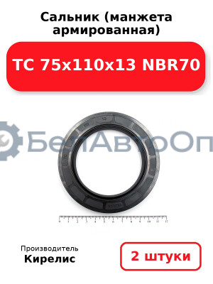 Сальник (манжета армированная) TC 75x110x13 NBR70. Комплект 2(шт)
