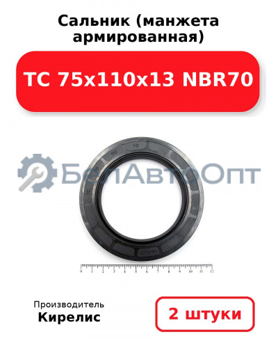 Сальник (манжета армированная) TC 75x110x13 NBR70. Комплект 2(шт)