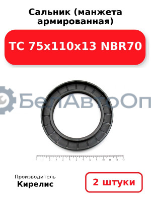 Сальник (манжета армированная) TC 75x110x13 NBR70. Комплект 2(шт)