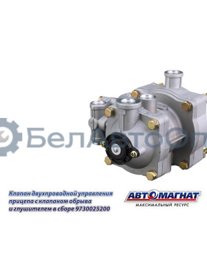 Клапан двухпроводный упр.прицепа с клапаном обрыва и глушителем в сборе "Автомагнат" (AM-30-031) 9730025200