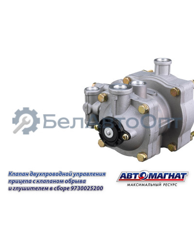 Клапан двухпроводный упр.прицепа с клапаном обрыва и глушителем в сборе "Автомагнат" (AM-30-031) 9730025200