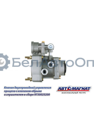 Клапан двухпроводный упр.прицепа с клапаном обрыва и глушителем в сборе "Автомагнат" (AM-30-031) 9730025200