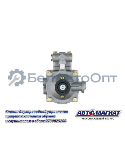 Клапан двухпроводный упр.прицепа с клапаном обрыва и глушителем в сборе "Автомагнат" (AM-30-031) 9730025200
